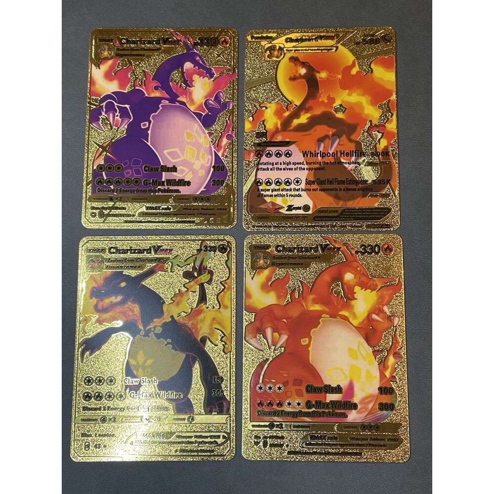 Charizard Pokemon Gold Full Art Card Lot of 16 Fan Art Novelty Rainbow Rare - Picture 3 of 7